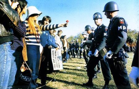 female hippie demonstrator