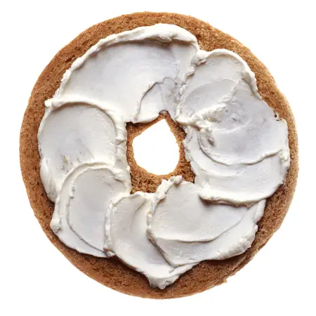 Cream cheese on a bagel