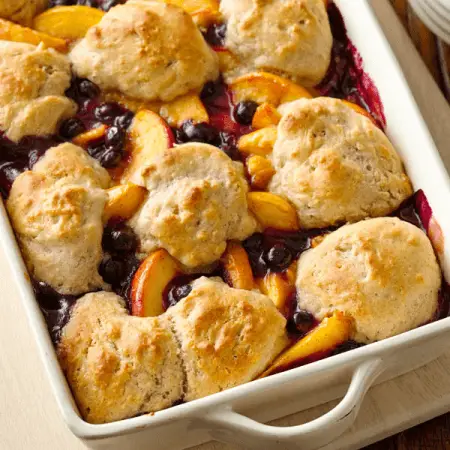 Blueberry and peach cobbler