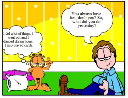 Garfield using simple past tense