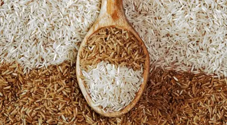 Brown jasmine rice and white jasmine rice