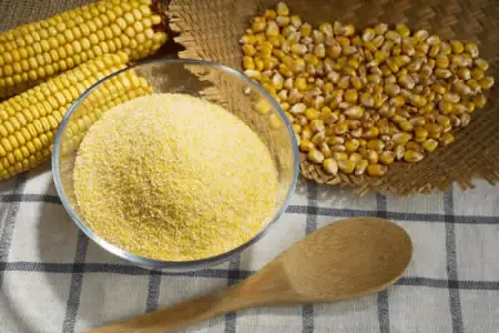 bowl of finely ground cornmeal