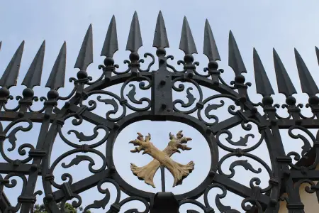 A wrought iron gate