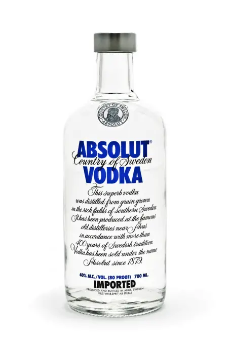 A bottle of Absolut vodka